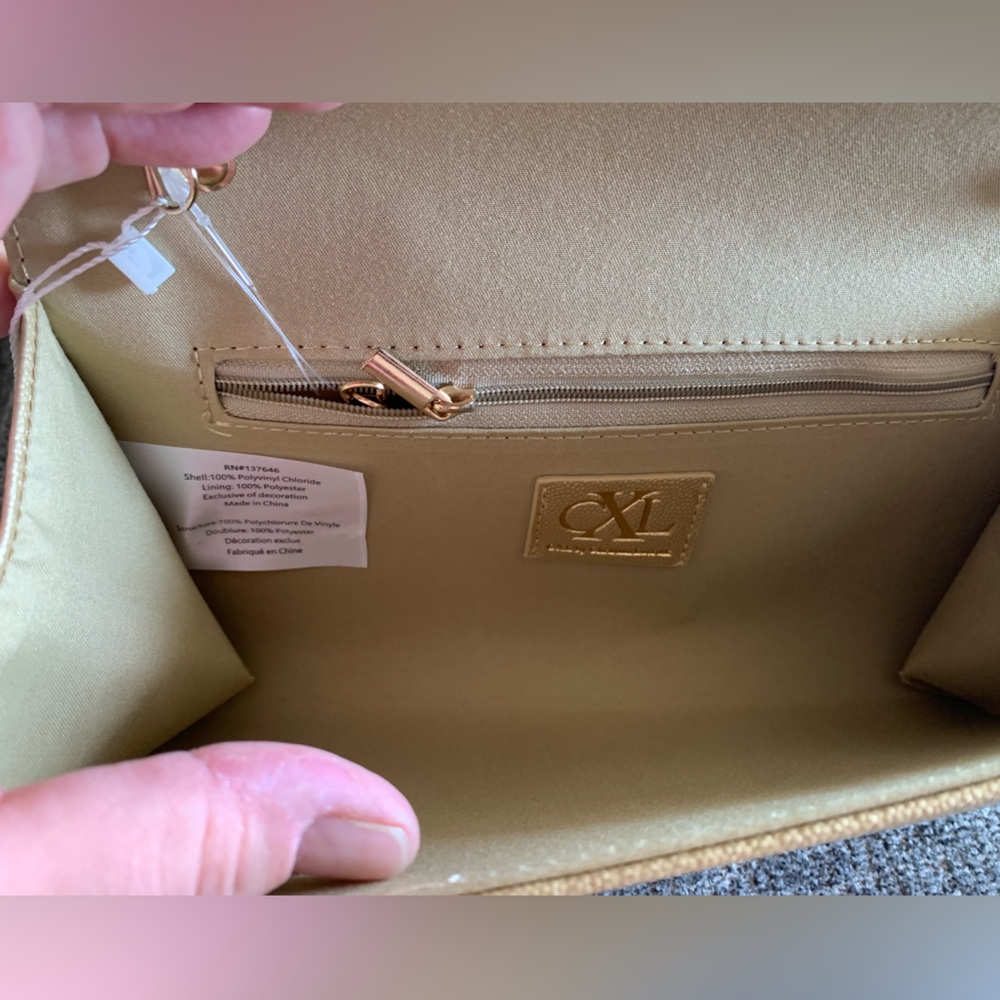 CXL by Christian Lacroix Paris Caviar Gold Clutch with Detachable Chain  NWT 🌴 - Picture 7 of 9